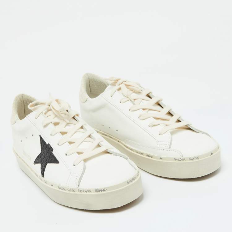 Pre Owned Golden Goose White Leather Hi Star Lace Up Sneakers Size 42
