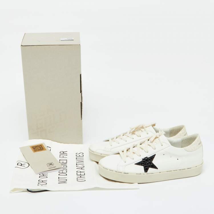 Pre Owned Golden Goose White Leather Hi Star Lace Up Sneakers Size 42