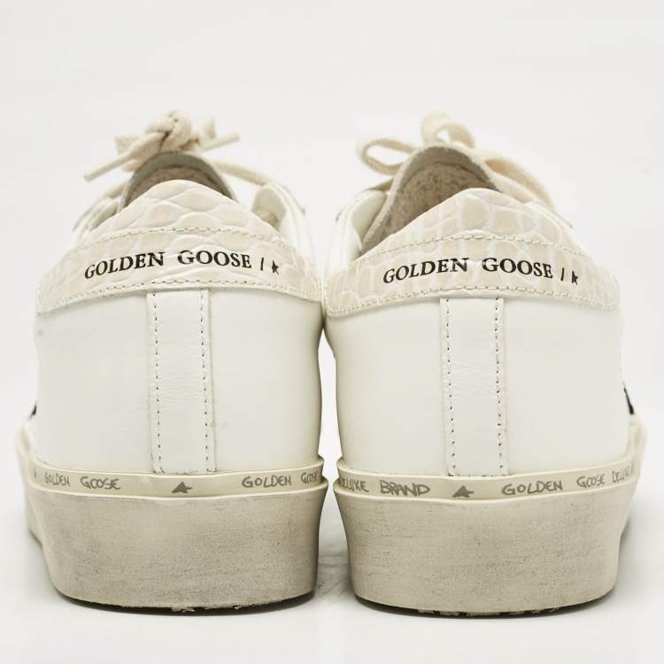 Pre Owned Golden Goose White/Black Leather Hi Star Sneakers Size 38