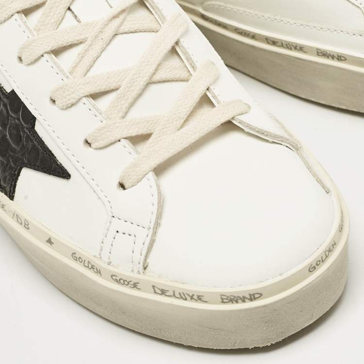 Pre Owned Golden Goose White/Black Leather Hi Star Sneakers Size 38