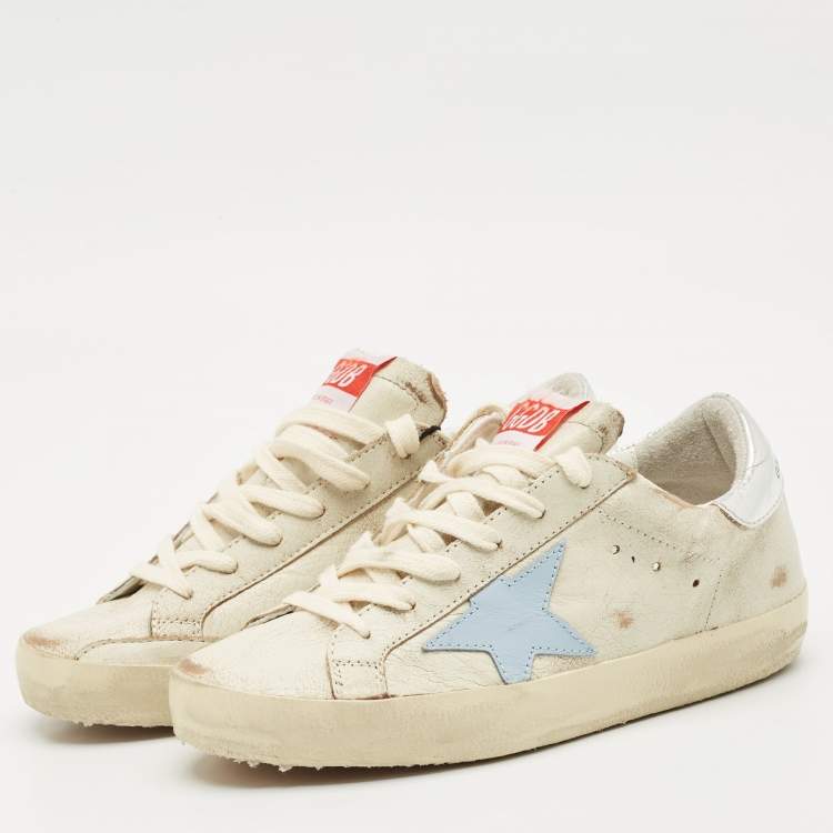 Pre Owned Golden Goose Beige Leather Super Star Sneakers Size 35