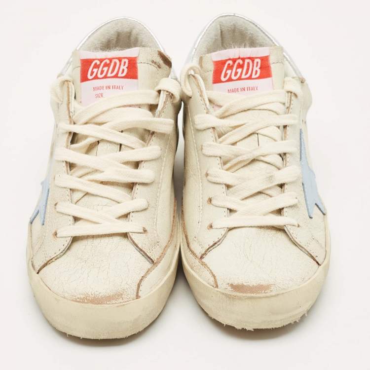 Pre Owned Golden Goose Beige Leather Super Star Sneakers Size 35