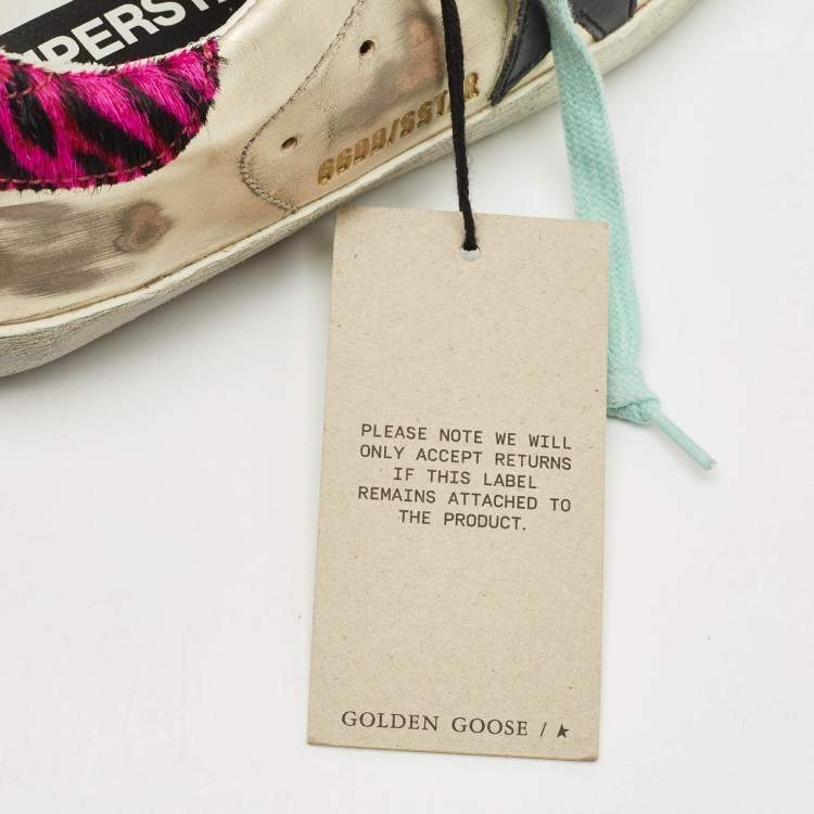 Pre Owned Golden Goose Multicolor Leather and Calf Hair Super Star Sneakers Size 35