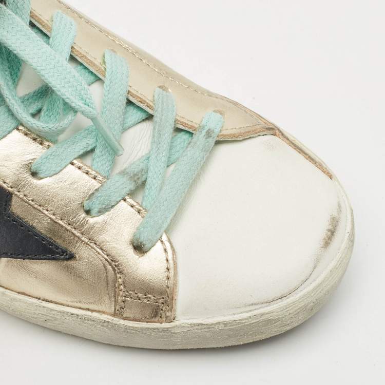 Pre Owned Golden Goose Multicolor Leather and Calf Hair Super Star Sneakers Size 35