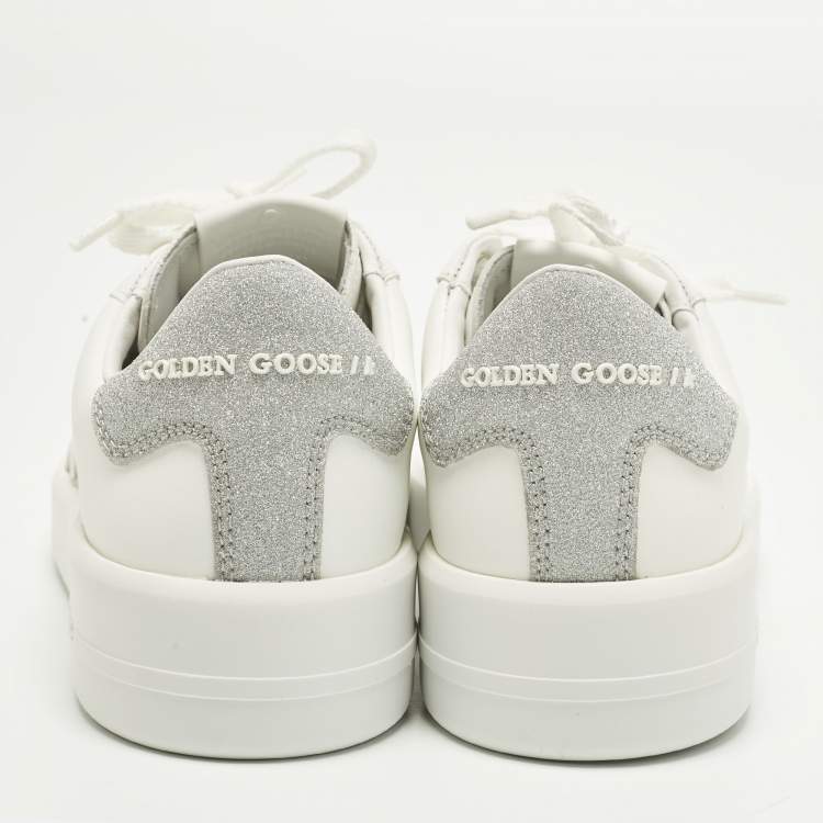 Pre Owned Golden Goose PureStar Size 37 White Leather Lace Up Sneakers