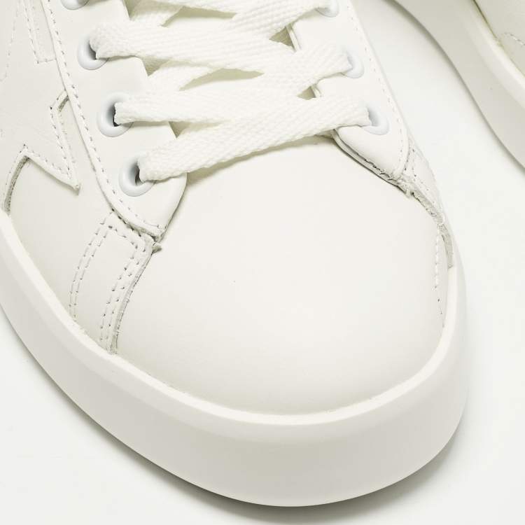 Pre Owned Golden Goose PureStar Size 37 White Leather Lace Up Sneakers
