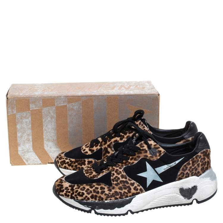 Pre Owned Golden Goose Brown/Black Pony Hair And Fabric Chunky Low Top Sneakers Size 40