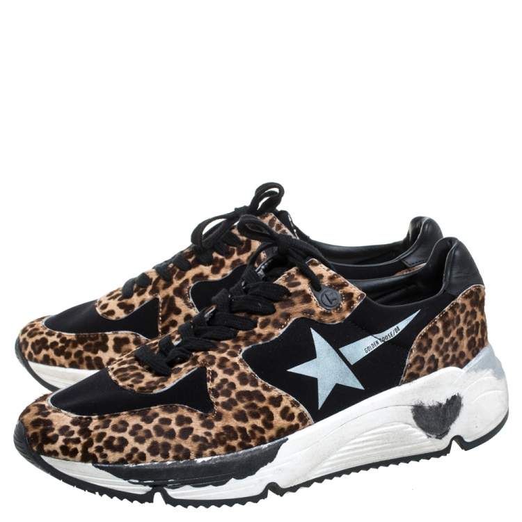 Pre Owned Golden Goose Brown/Black Pony Hair And Fabric Chunky Low Top Sneakers Size 40