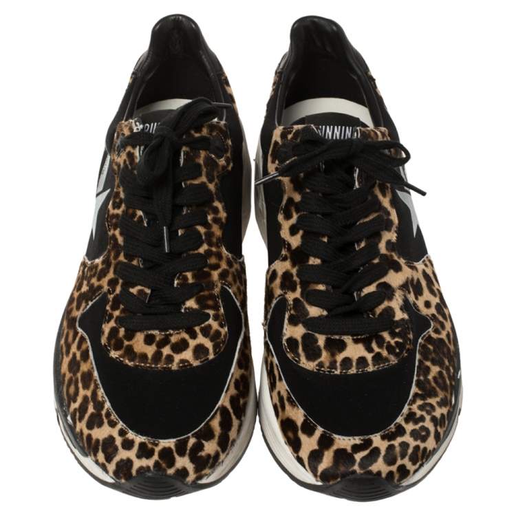 Pre Owned Golden Goose Brown/Black Pony Hair And Fabric Chunky Low Top Sneakers Size 41