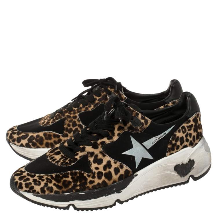 Pre Owned Golden Goose Brown/Black Pony Hair And Fabric Chunky Low Top Sneakers Size 41