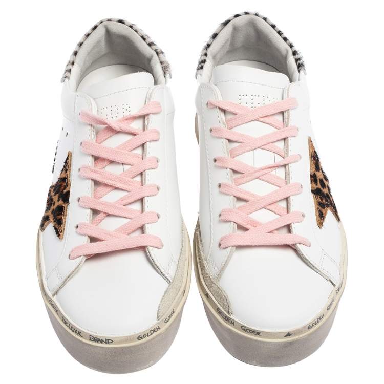 Pre Owned Golden Goose White Leather Hi Star Horsy Heel Low Top Sneakers Size 36 