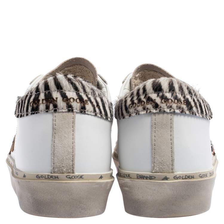 Pre Owned Golden Goose White Leather Hi Star Horsy Heel Low Top Sneakers Size 36 