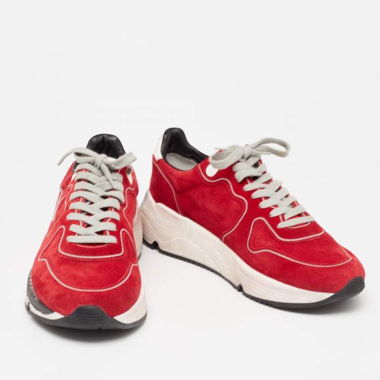 Pre Owned Golden Goose Red Suede Running Sneakers Size 40