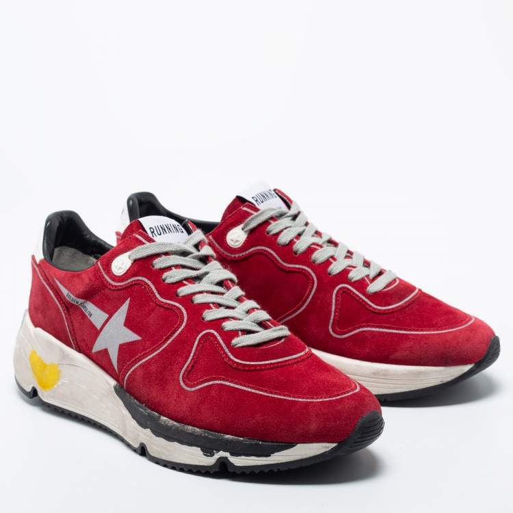 Pre Owned Golden Goose Red Suede Running Sneakers Size 40