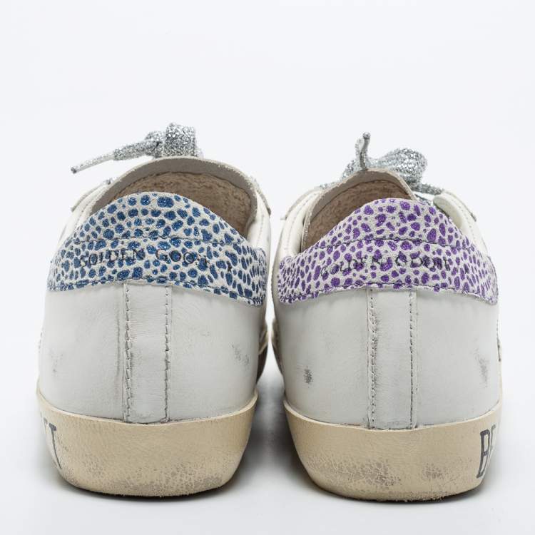 مملوكة مسبقًا Golden Goose White Leather Super-Star Low Top Sneakers Size 36