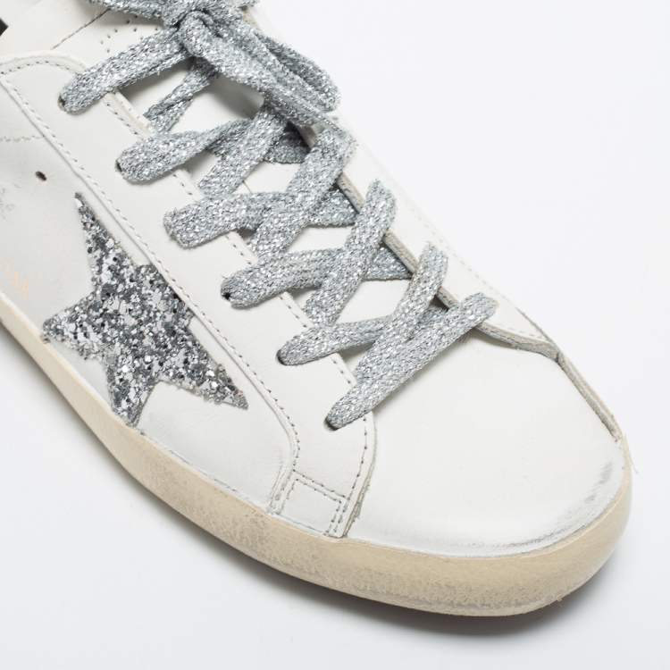 مملوكة مسبقًا Golden Goose White Leather Super-Star Low Top Sneakers Size 36
