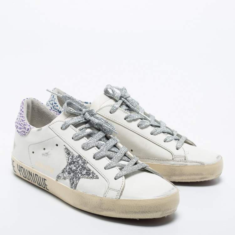 مملوكة مسبقًا Golden Goose White Leather Super-Star Low Top Sneakers Size 36
