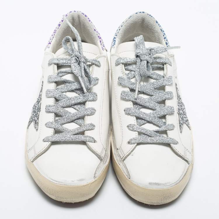 مملوكة مسبقًا Golden Goose White Leather Super-Star Low Top Sneakers Size 36