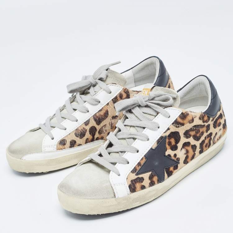 Pre Owned Golden Goose Multicolor Pony Hair and Suede Superstar Low Top Sneakers Size 37