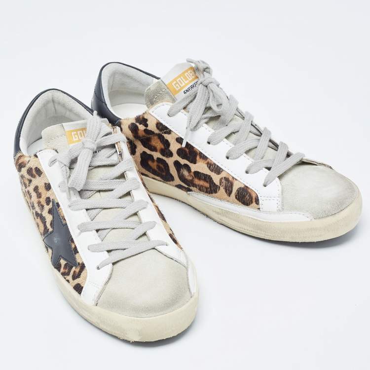 Pre Owned Golden Goose Multicolor Pony Hair and Suede Superstar Low Top Sneakers Size 37