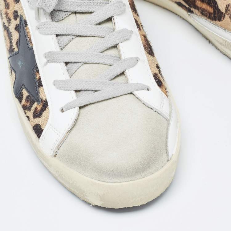 Pre Owned Golden Goose Multicolor Pony Hair and Suede Superstar Low Top Sneakers Size 37