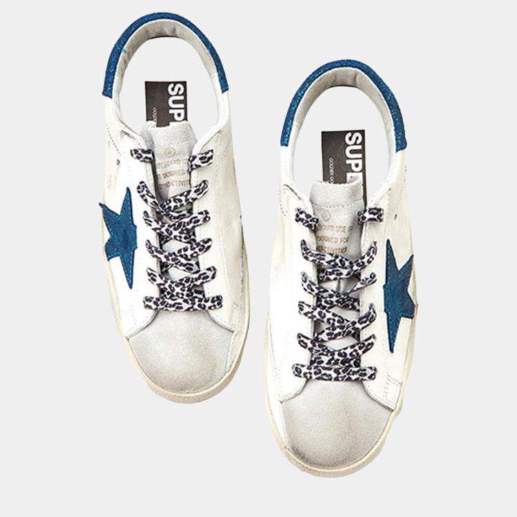 Pre Owned Golden Goose Blue Leather Trainers EU 38