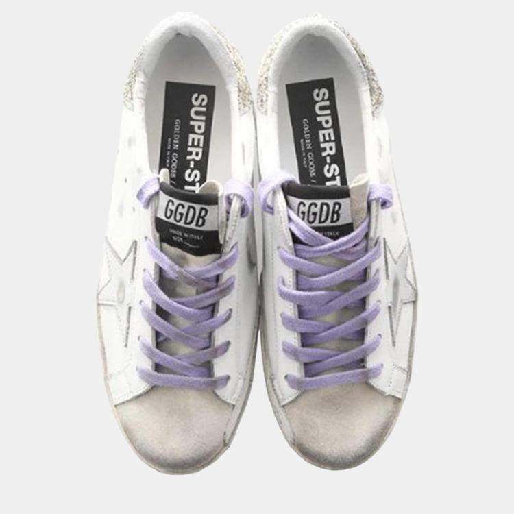 Pre Owned Golden Goose Silver Leather Sneaker EU 36