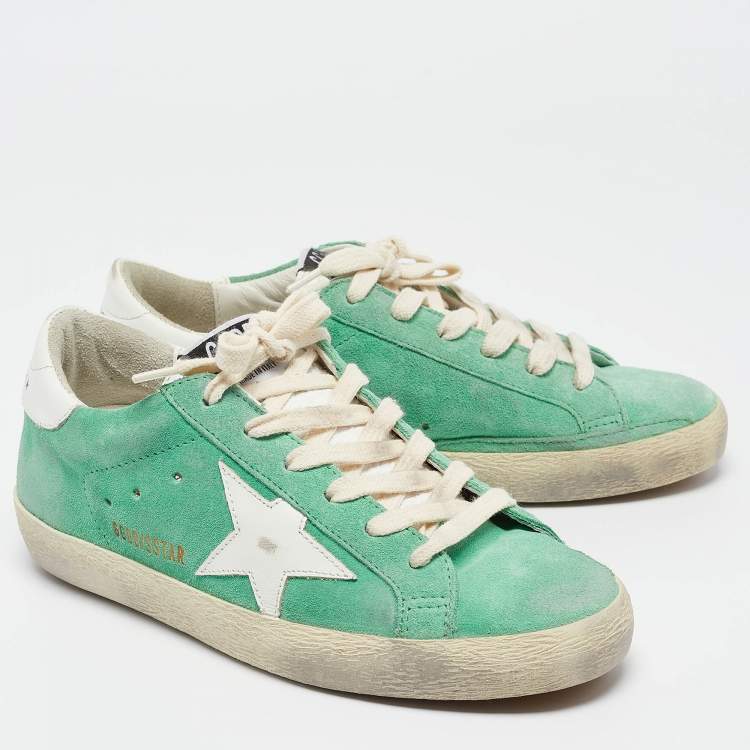 Pre Owned Golden Goose Green Suede Superstar Sneakers Size 36