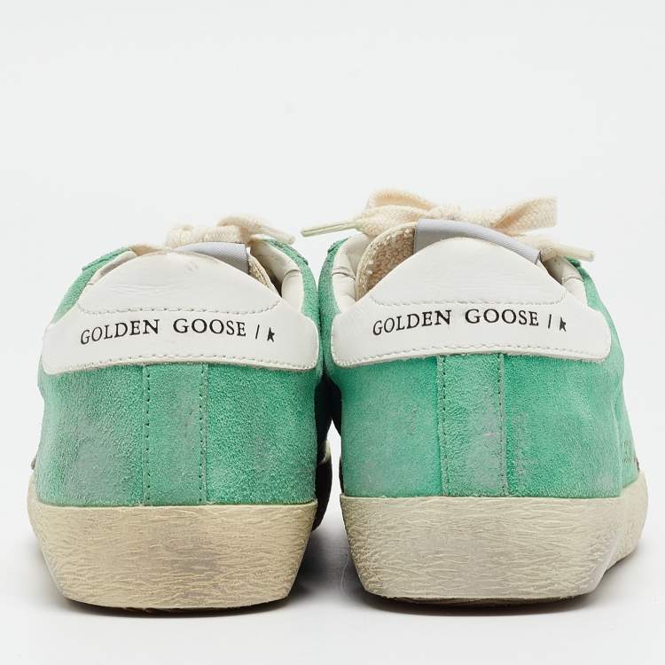 Pre Owned Golden Goose Green Suede Superstar Sneakers Size 36