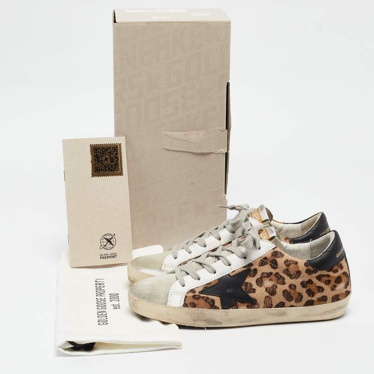 Pre Owned Golden Goose Multicolor Leopard Print Calf Hair Superstar Sneakers Size 36