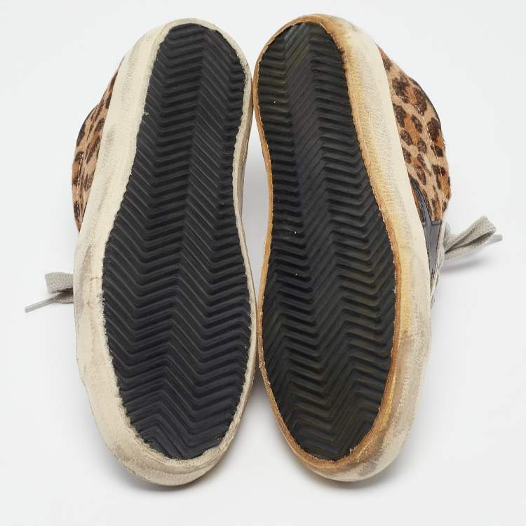 Pre Owned Golden Goose Multicolor Leopard Print Calf Hair Superstar Sneakers Size 36