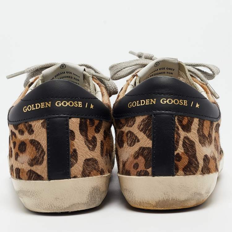 Pre Owned Golden Goose Multicolor Leopard Print Calf Hair Superstar Sneakers Size 36
