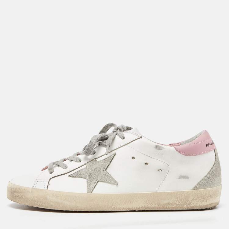 Pre Owned Golden Goose White Leather Hi Star Low Top Sneakers Size 39