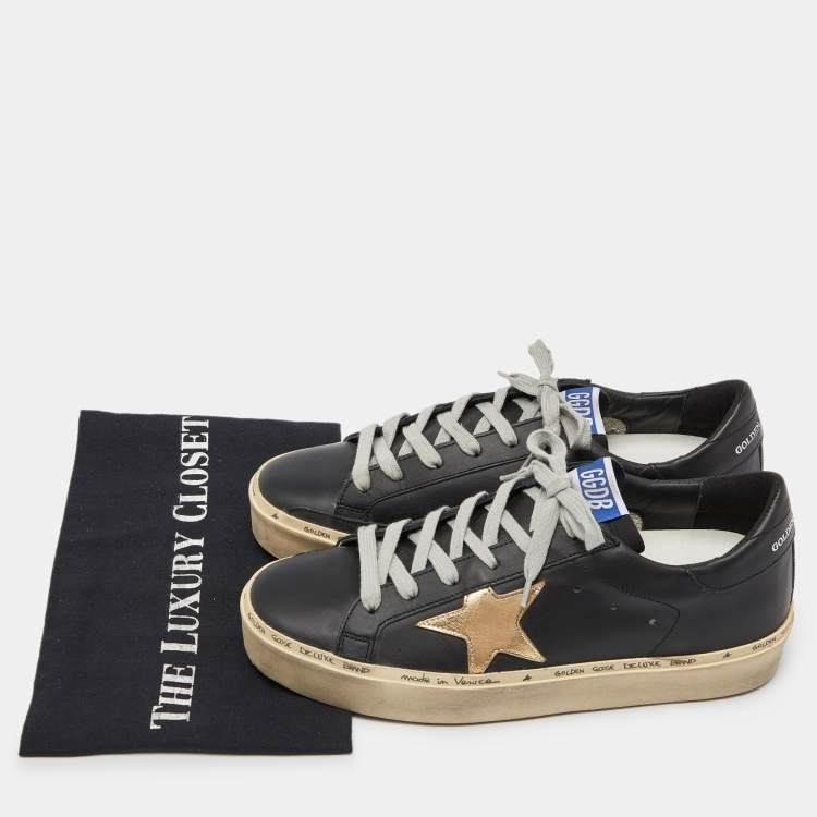 Pre Owned Golden Goose Black Leather Hi Star Low Top Sneakers Size 39