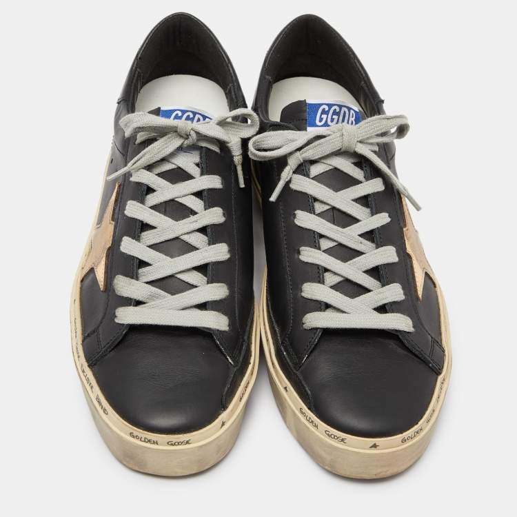 Pre Owned Golden Goose Black Leather Hi Star Low Top Sneakers Size 39