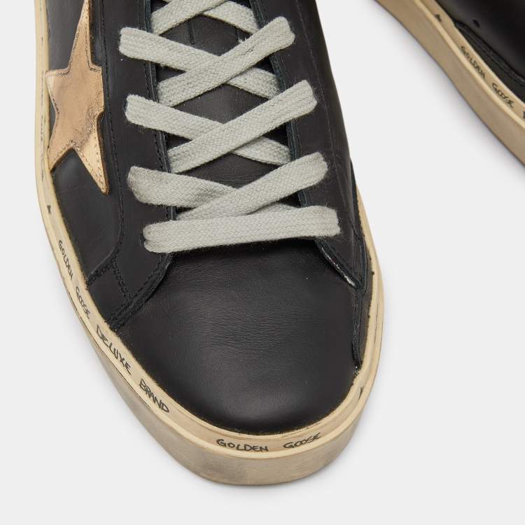 Pre Owned Golden Goose Black Leather Hi Star Low Top Sneakers Size 39