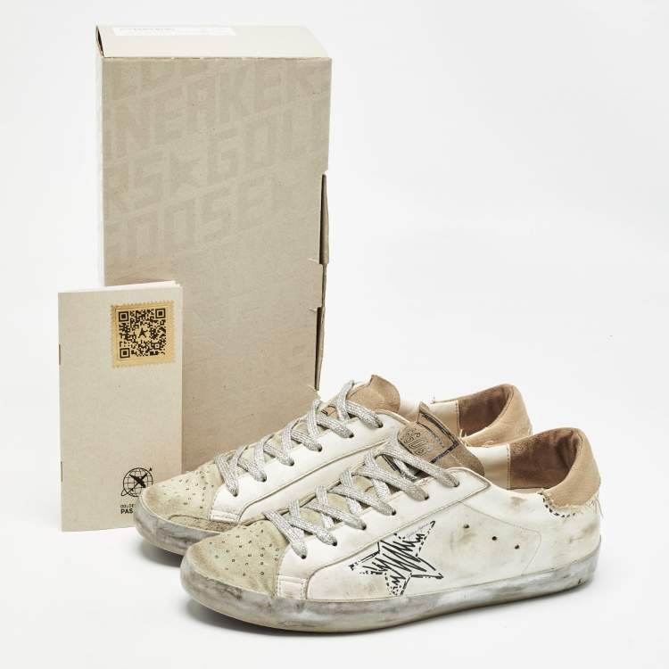 Pre Owned Golden Goose White Leather Superstar Sneakers Size 40