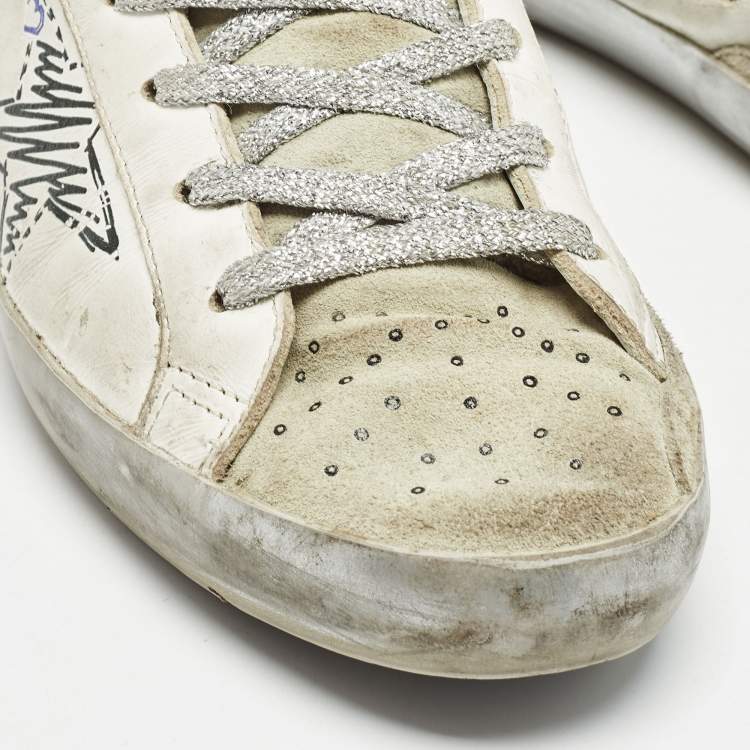 Pre Owned Golden Goose White Leather Superstar Sneakers Size 40