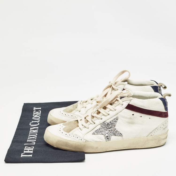 Pre Owned Golden Goose White Leather Midstar High Top Sneakers Size 37