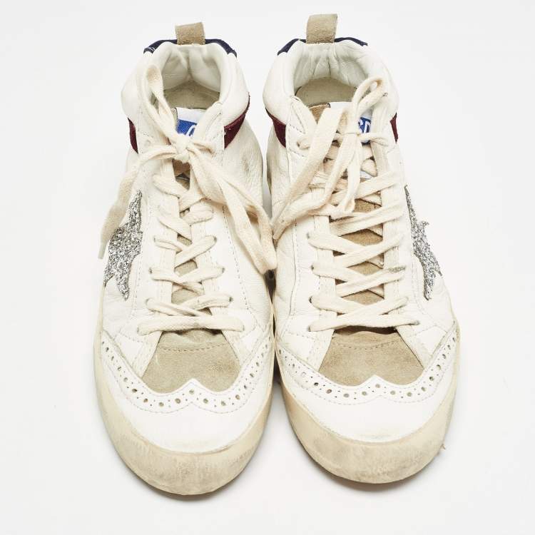 Pre Owned Golden Goose White Leather Midstar High Top Sneakers Size 37