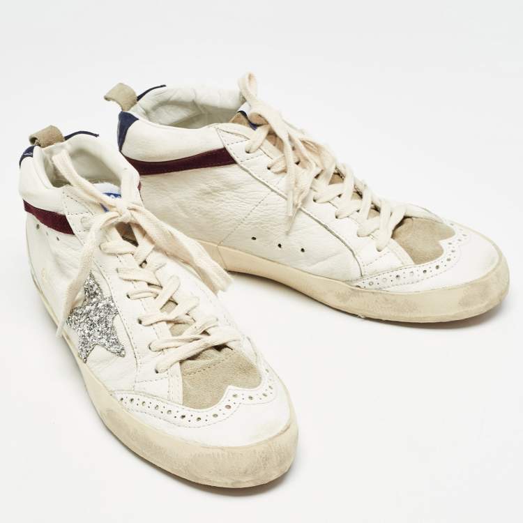 Pre Owned Golden Goose White Leather Midstar High Top Sneakers Size 37