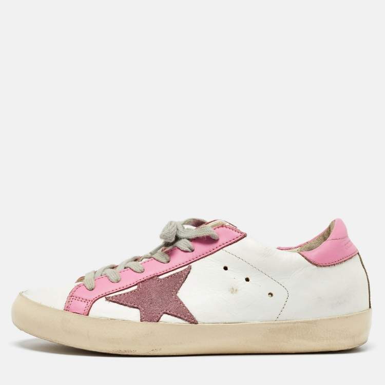 Pre Owned Golden Goose Tri Color Leather and Suede Superstar Low Top Sneakers Size 37