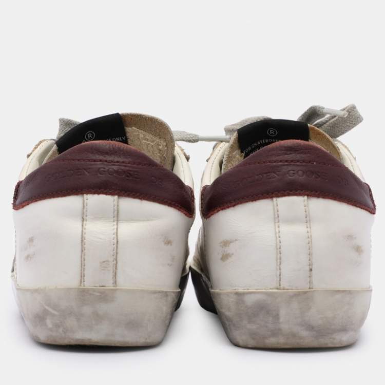Pre Owned Golden Goose White Leather and Suede Super Star Low Top Sneakers 35