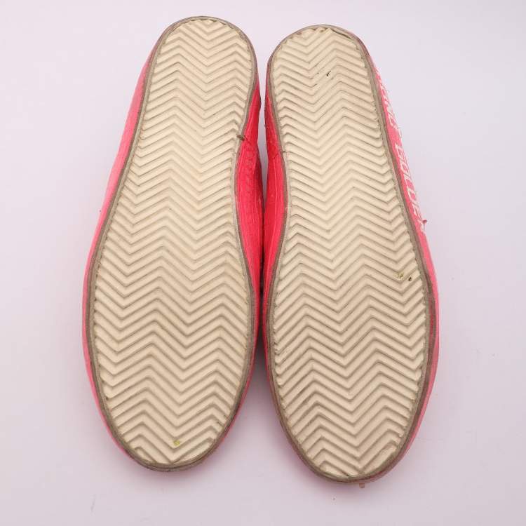 Pre Owned Golden Goose Pink Croc Embossed Leather Super Star Low Top Sneakers Size 39