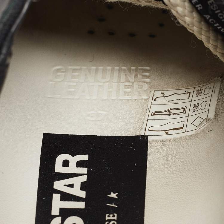 Pre Owned Golden Goose Black Calf Hair and Canvas Super Star Lace Up Sneakers Size 37