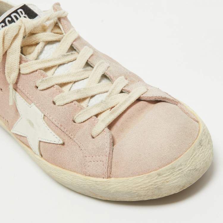 Pre Owned Golden Goose Pink Suede Superstar Low Top Sneakers Size 37