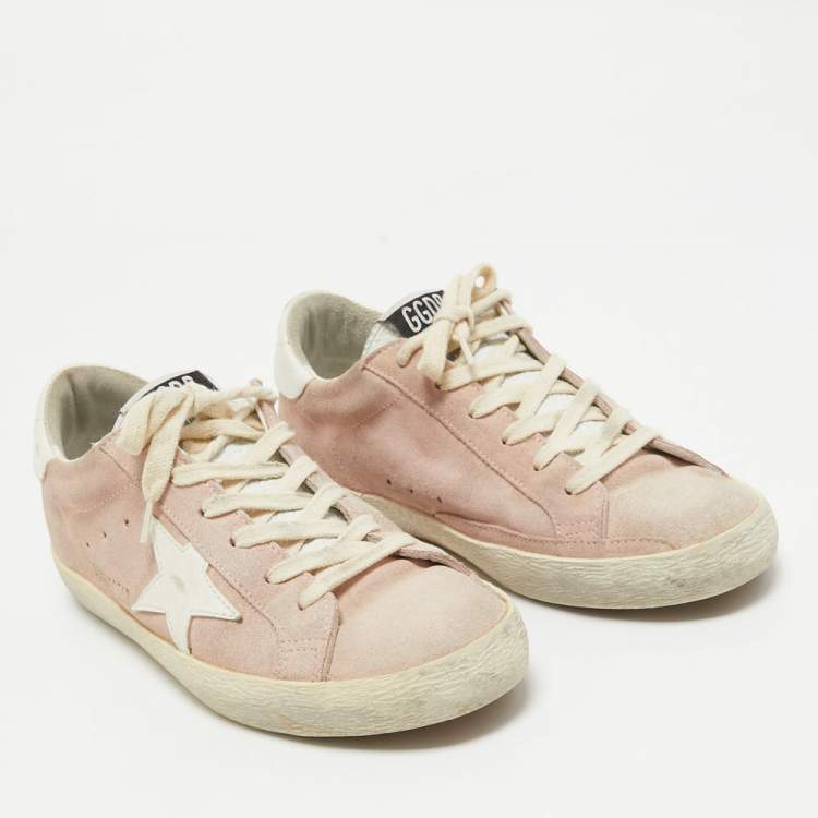 Pre Owned Golden Goose Pink Suede Superstar Low Top Sneakers Size 37