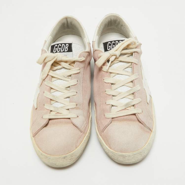 Pre Owned Golden Goose Pink Suede Superstar Low Top Sneakers Size 37