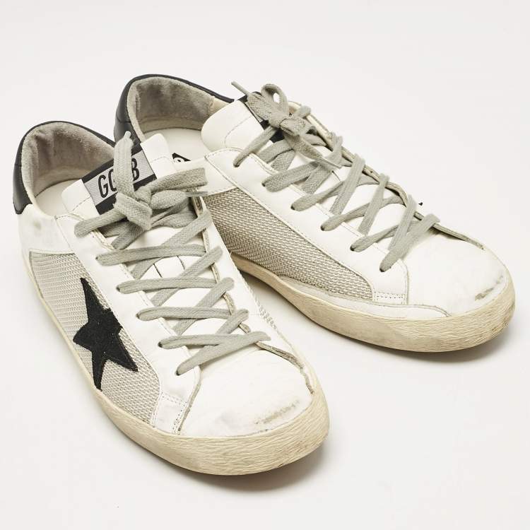 مملوكة مسبقًا Golden Goose White Mesh and Leather Superstar Lace Up Sneakers Size 40
