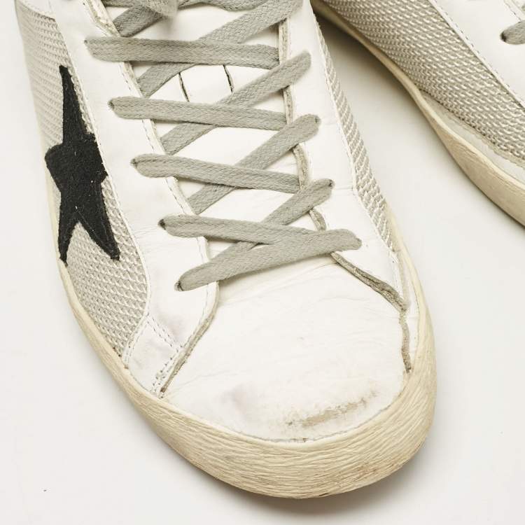 مملوكة مسبقًا Golden Goose White Mesh and Leather Superstar Lace Up Sneakers Size 40